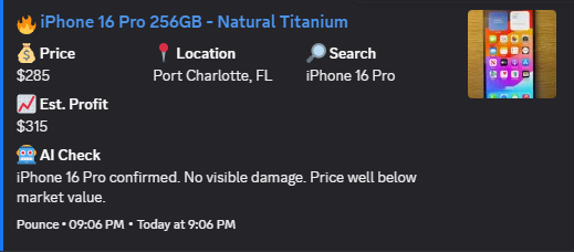 Example Discord alert from Pounce